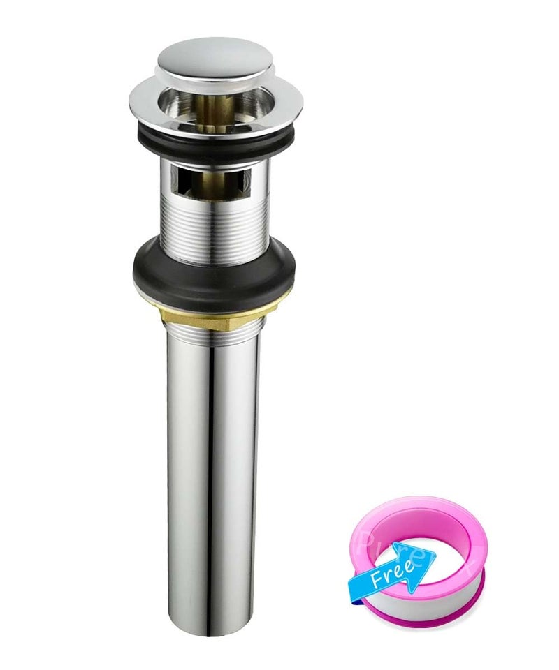 Purelux Bathroom Sink Drain Stopper Faucet Vanity Sink Pop Up Drain Assembly with Overflow, Chrome Finish - Image 3